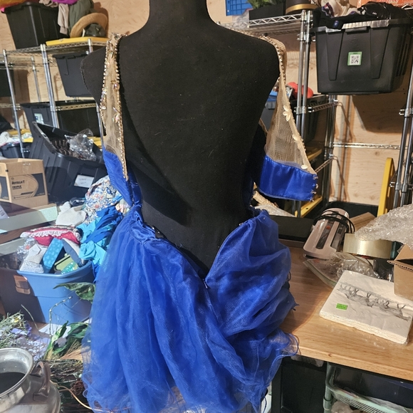 Royal Blue Beaded Tulle Party Dress Needs New Clasp Sewn On - Picture 3 of 3